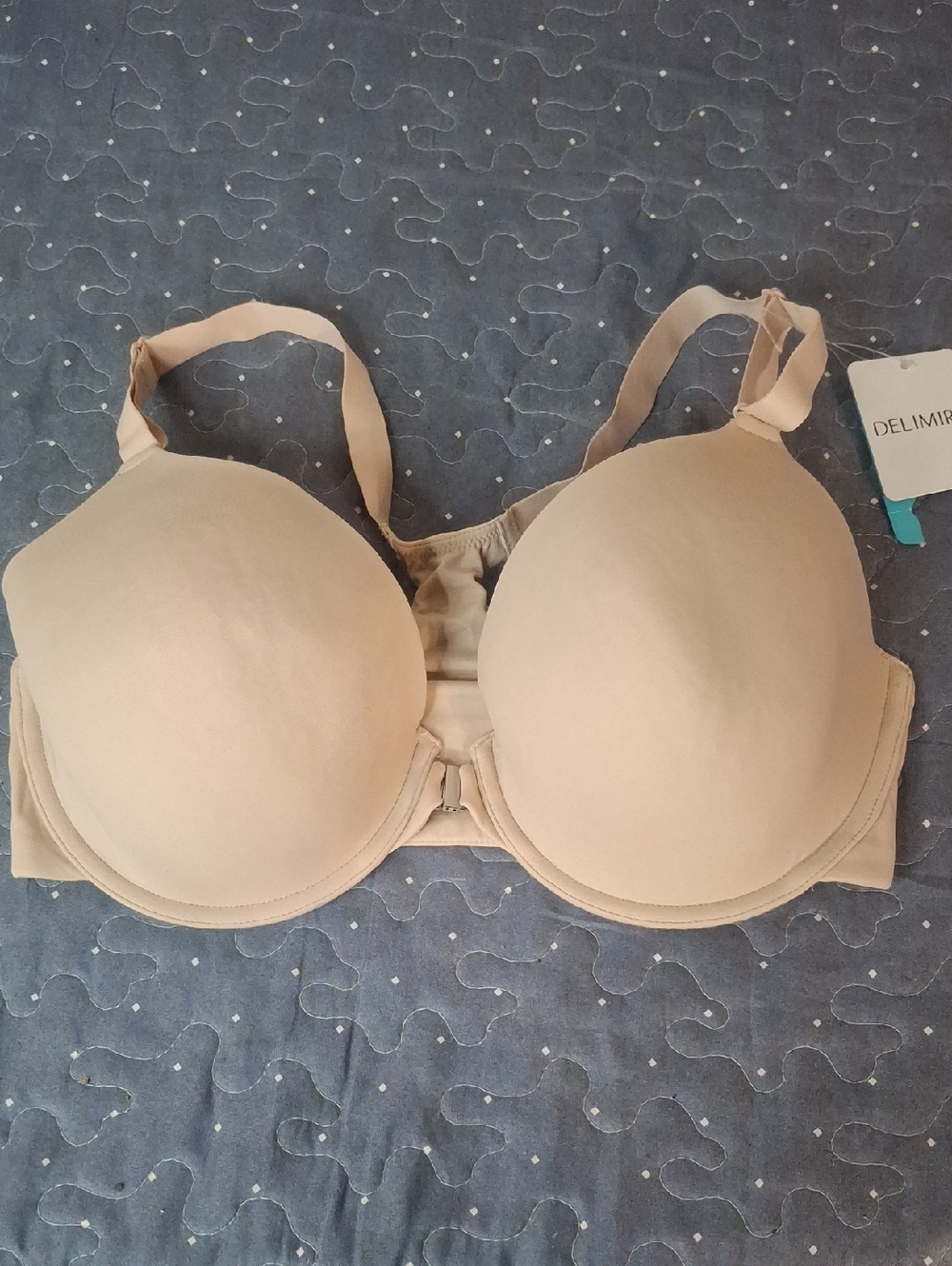 DELIMIRA Nude Bra with Front Closure size 38D NWT